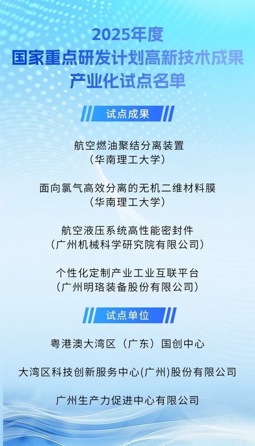 國(guó)家高技成果產(chǎn)業(yè)化試點(diǎn)名單揭曉 廣州7項(xiàng)成果與單位入選引領(lǐng)新材推廣大勢(shì)